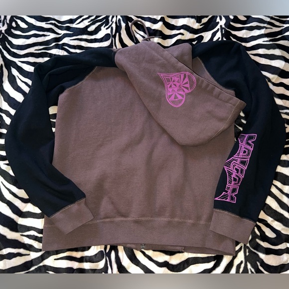 Volcom Zip Brown/Black Hoodie From Eatly 2000’s - Y2K/Surf/Skate - Junior's XL - Picture 10 of 16